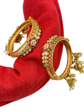 Swarnika Gold Plated Antique Gold Kada Bangles With Jhumka online for women